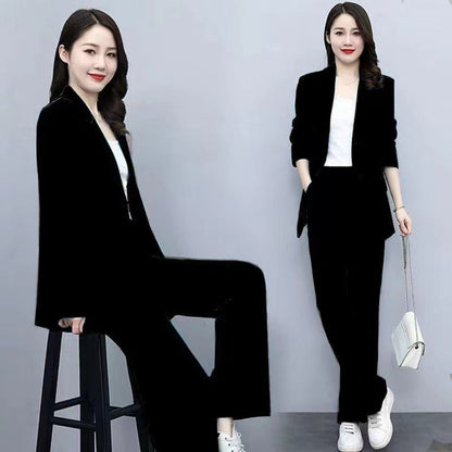 Ensemble deux pièces de tailleur-pantalon à jambes larges pour femme