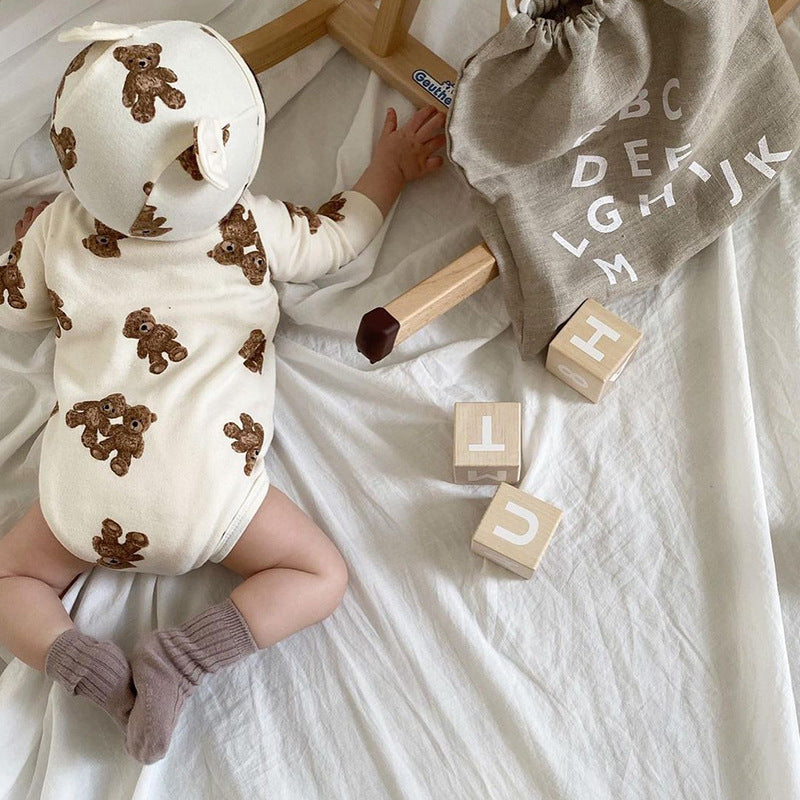 Romper Cartoon Print Bear Hooded Fart Shirt