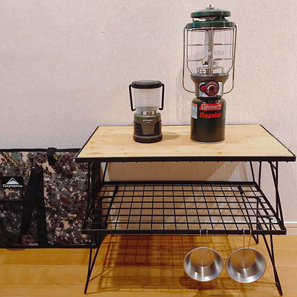 Outdoor Simple Folding Picnic Table Multi-layer Wrought Iron Rack