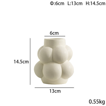 Simple Modern Bubble Ball Ceramic Vase Special-shaped Flower Container High-grade Indoor Soft Decoration