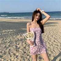 New Sexy Inside Floral Suspender Dress Women''s High Waist