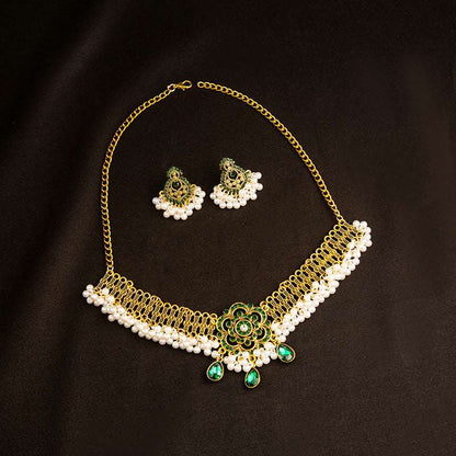 Women's Vintage Moonstone Necklace Pearl Earrings Set