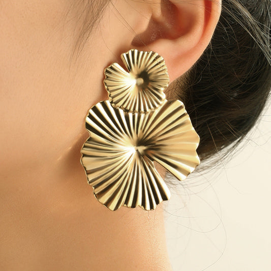 Boucles d'oreilles pendantes personnalisées fleurs à paillettes métalliques tendance pour femmes