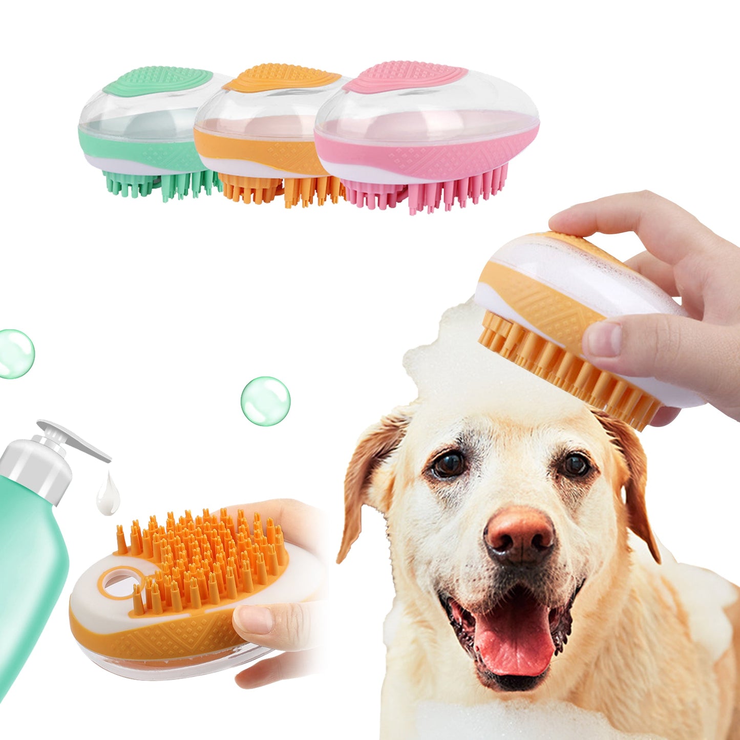 Brosse de bain 2 en 1 pour chien et chat, peigne de massage SPA pour animaux, en silicone souple, pour toilettage sous la douche, outil de nettoyage pour chien, produits pour animaux de compagnie