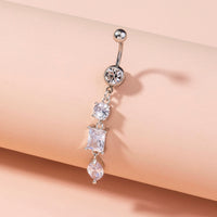 Bijoux de corps de piercing pour femme en zircon brillant, long, pour nombril