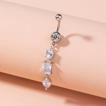 Bijoux de corps de piercing pour femme en zircon brillant, long, pour nombril