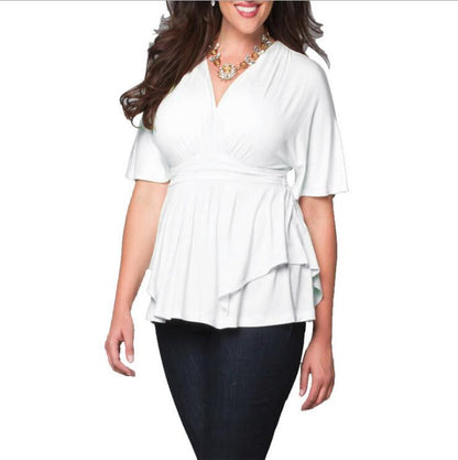 V Solid Color Women's Plus Size Dress
