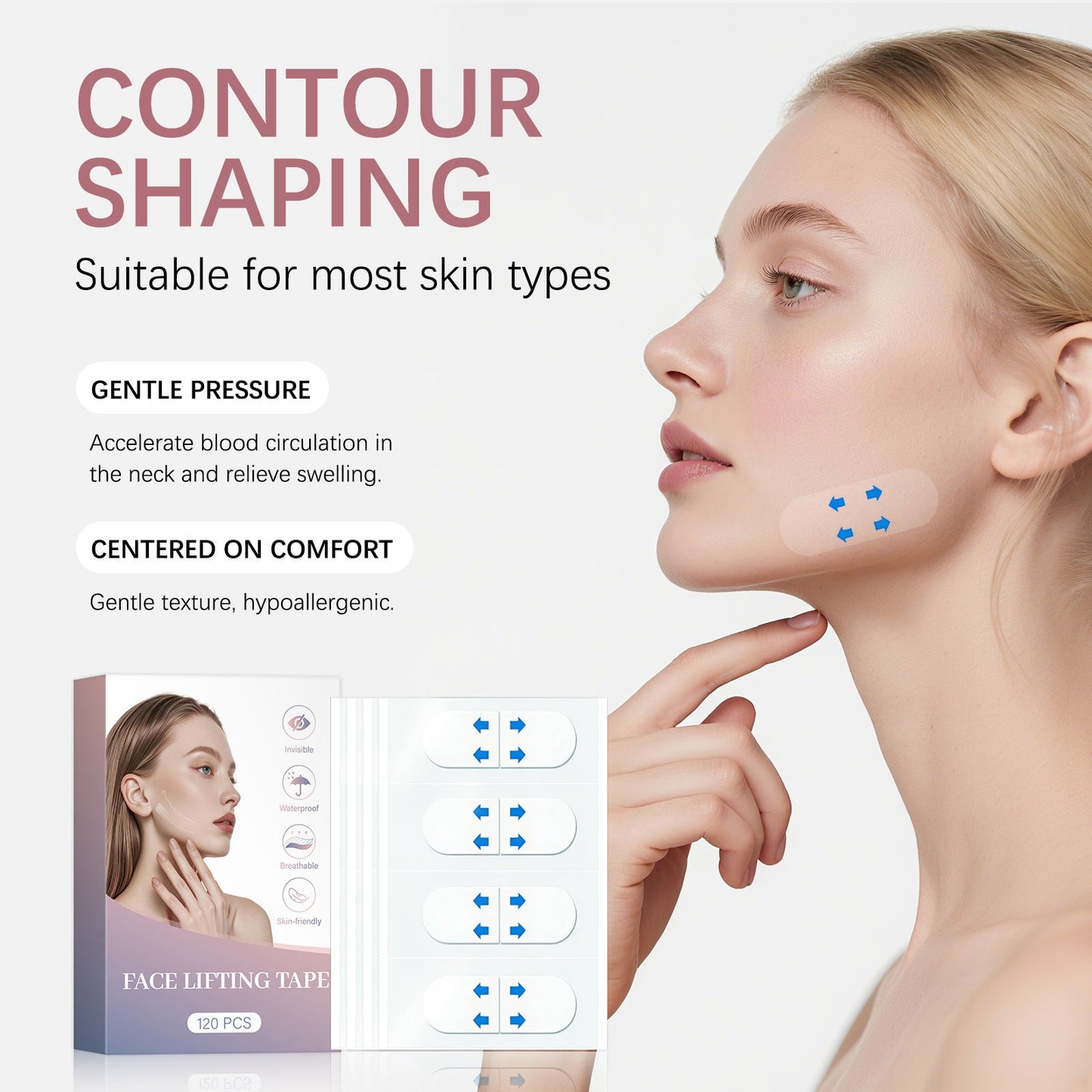 Mini lifting facial en V, raffermissant, estompant les rides, autocollants liftants pour le menton