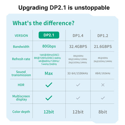 16 KDisplayPort21 DP Male To DP Male 16 K60Hz 8 K144Hz Knitted Belt DP14-00