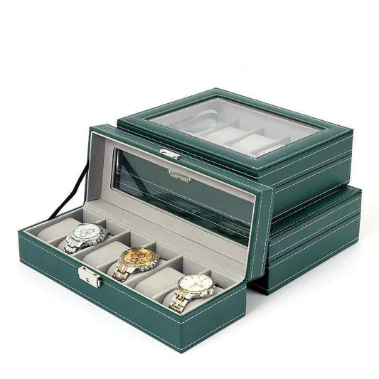 Caja de almacenamiento verde oscuro para relojes, embalaje de exhibición de relojes