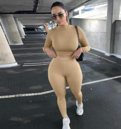 Women's Two-Piece Solid Autumn Overalls Set – Casual Chic Matching Outfit for Fall & Everyday Wear