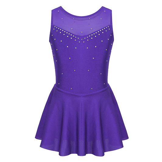 Tenue de performance de patinage artistique pour filles, jupe sans manches