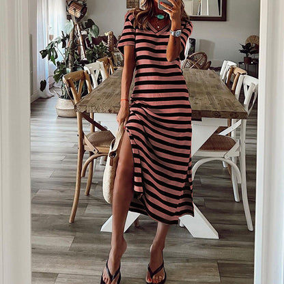 Women's Plus Size Printed Slit Loose Hem Dress