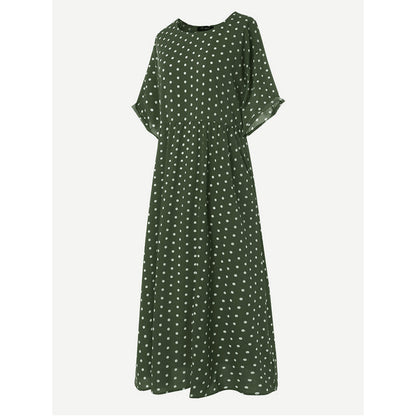Polka Dot Print Short Sleeve Plus Size Dress