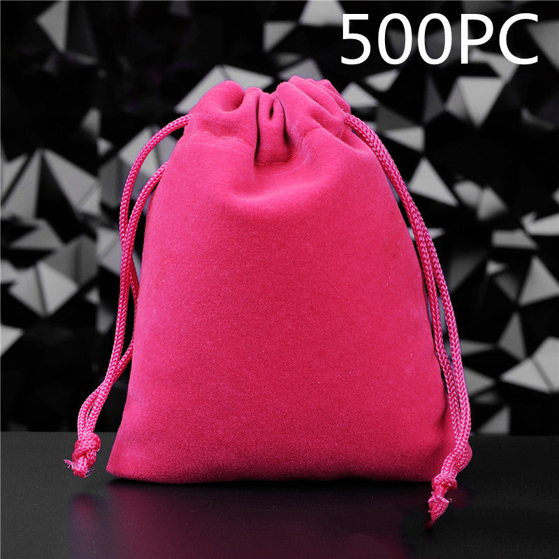 Pochette à Bijoux en Flanelle Unie avec Cordon de Serrage