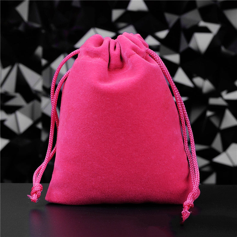 Pochette à Bijoux en Flanelle Unie avec Cordon de Serrage