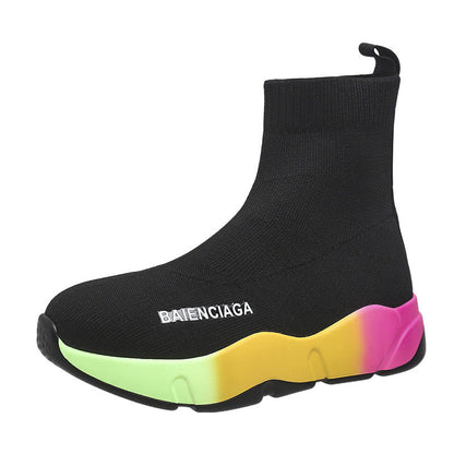 Black Sock Boots Platform Shoes