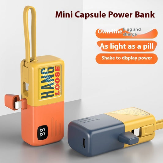 Mini Power Bank Cápsula Carga Rápida Bidireccional Con Pantalla Digital Fuente de Alimentación Móvil Pequeña de Bolsillo