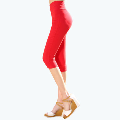 Plus Fat Plus Size Candy Color Cropped Slim-leg Pants