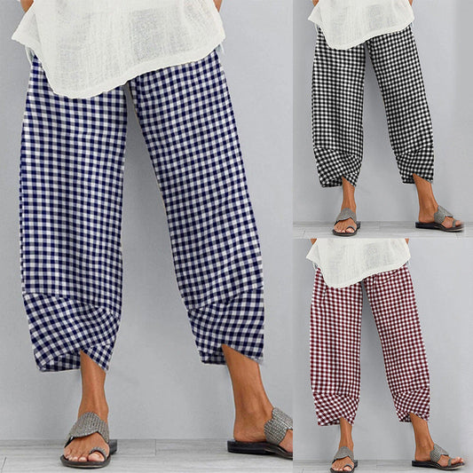 Pantalones Tobilleros Con Paneles A Cuadros Para Mayor Versatilidad