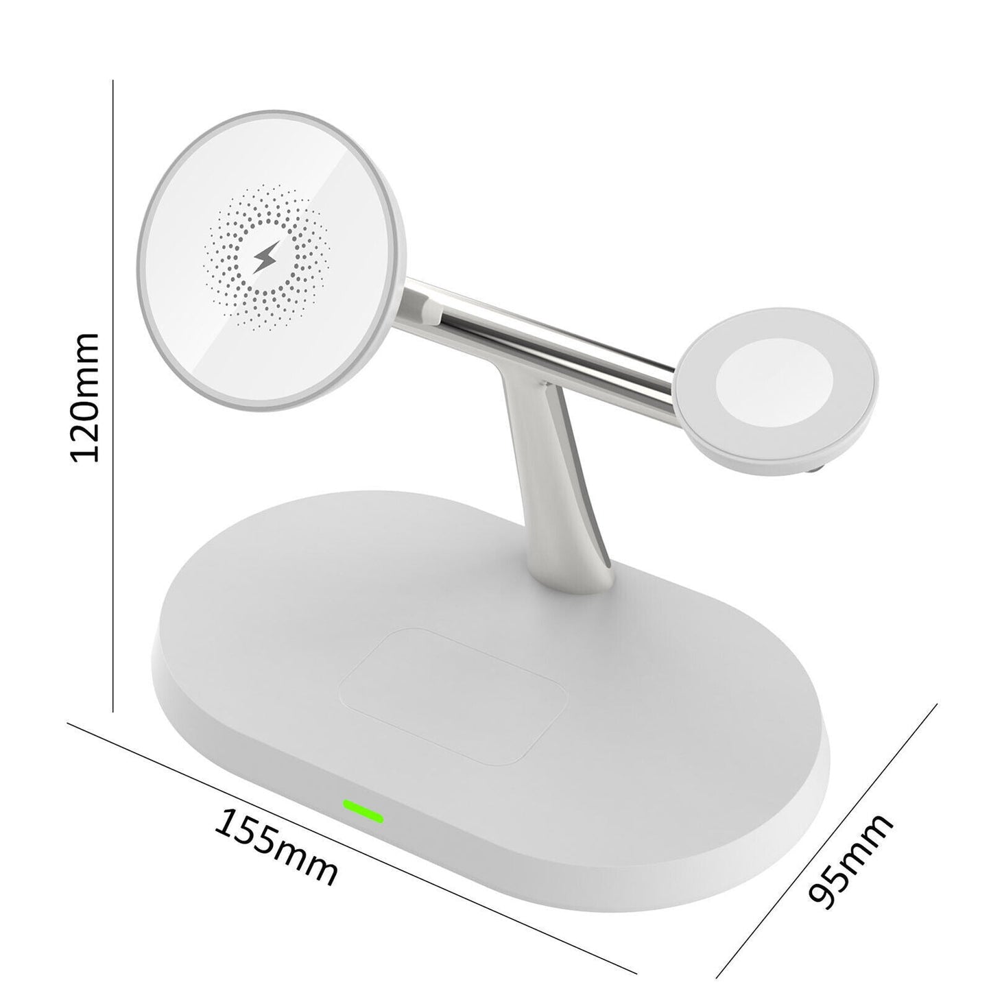 3-in-1 Magnetic Wireless Charger Stand for iPhone, Apple Watch & AirPods – 15W Fast Charging