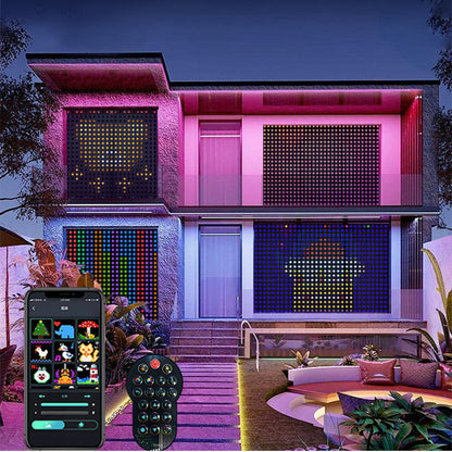 Rideau intelligent Lumière RGB Couleur fantôme Contrôle des points Fil en cuir Lumière Bluetooth Programmation DIY Sous-titre lumineux