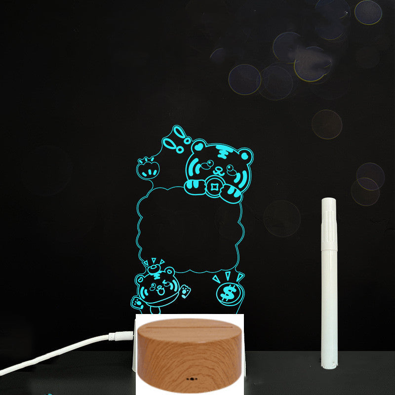Tableau de messages manuscrits en acrylique 3D avec lumière LED