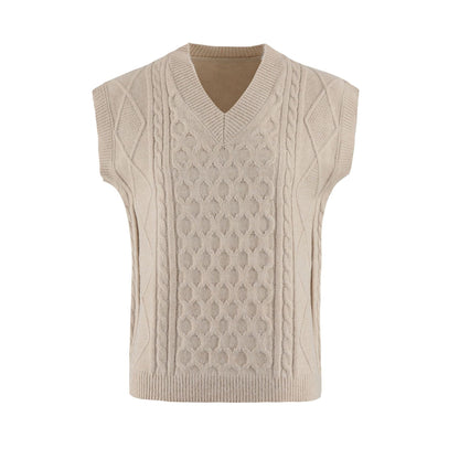 Women's V-neck Twisted Solid Color Top Sweater