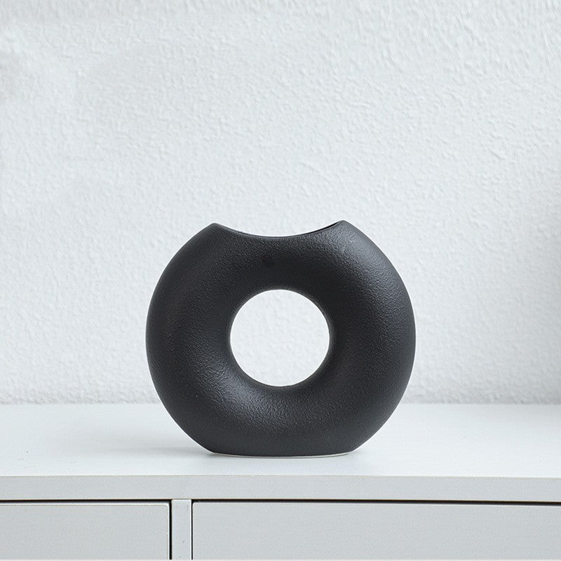 Vase en céramique style nordique, forme demi-cercle, créatif