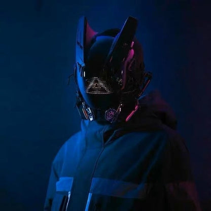 Luminous Helmet Mask – LED Tech Sense Cyberpunk
