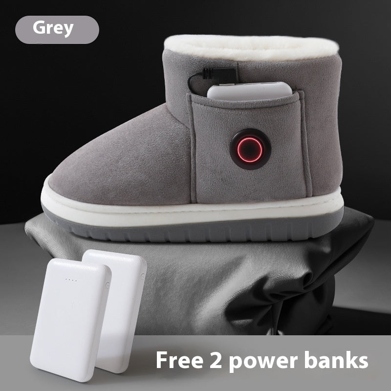 Chaussures chauffantes électriques Chaussons chauffants rechargeables pour pieds, chauffage à domicile, chaussures en coton chaud à régulation de température pour l'hiver