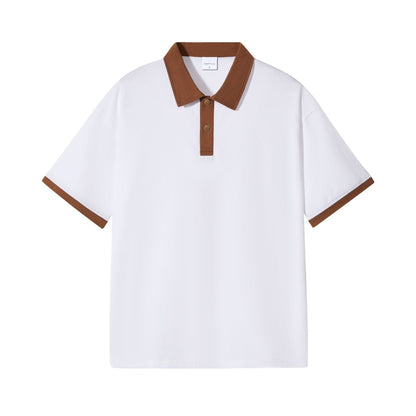 Japanese Fashion Brand Casual Contrast Color Lapel Short Sleeve