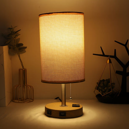 LumaTouch | Touch Table Lamp with USB Outlet and Fabric Shade Bedside Decor