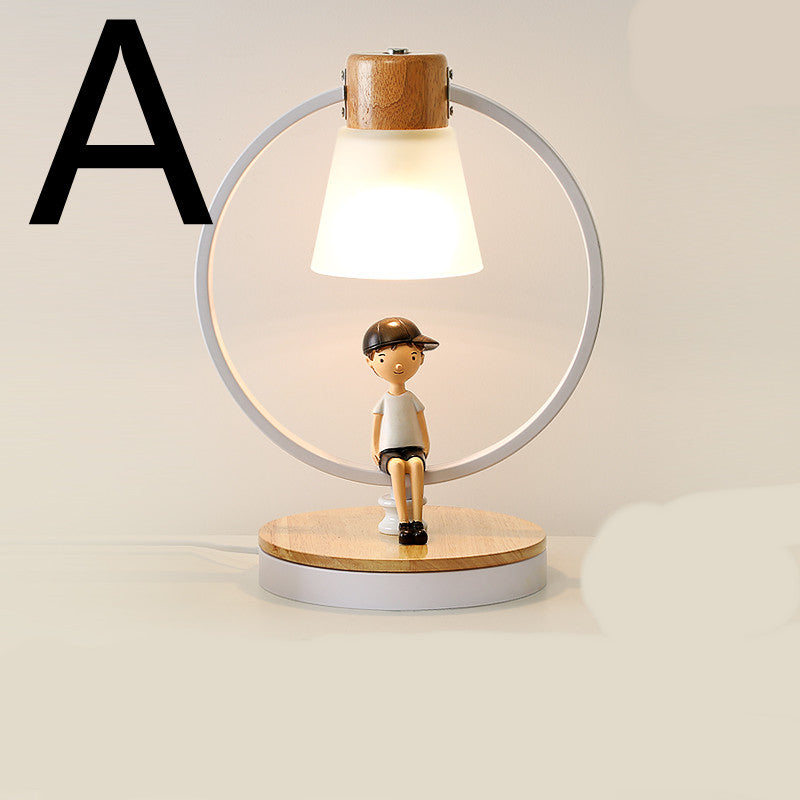 Lampe de chevet en bois massif pour chambre à coucher