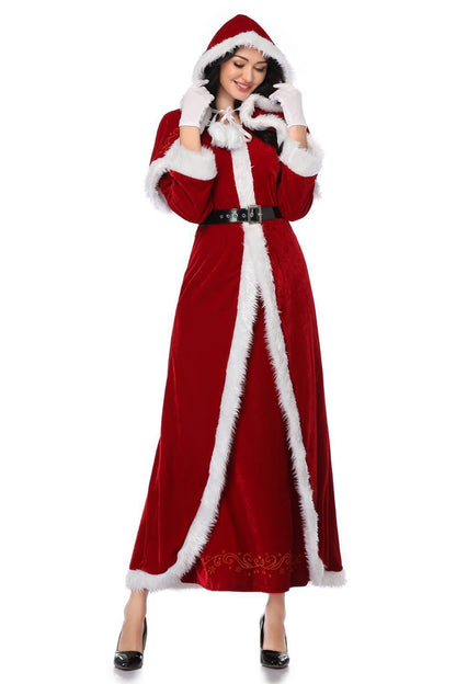 New red and white warm cozy cute long Christmas Robe for women