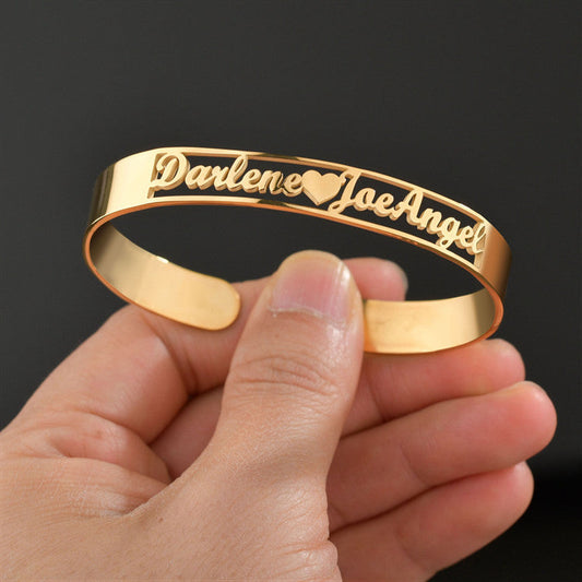 Bracelet personnalisé avec nom, bracelets gravés sur mesure, bijoux en acier inoxydable