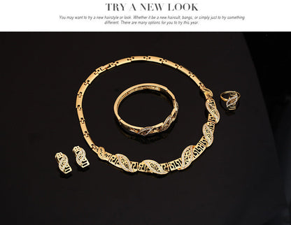 Four-piece Set Of New Hot Style Earrings Bracelets And Rings