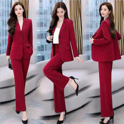 Ensemble deux pièces de tailleur-pantalon à jambes larges pour femme