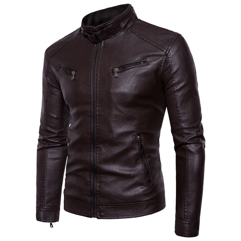Blouson en cuir pour homme grande taille, épais et doublé de velours