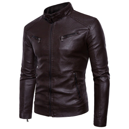 Blouson en cuir pour homme grande taille, épais et doublé de velours