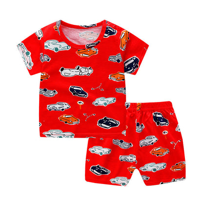 New Children's Short Sleeved Suit Baby  Cotton Short Sleeved