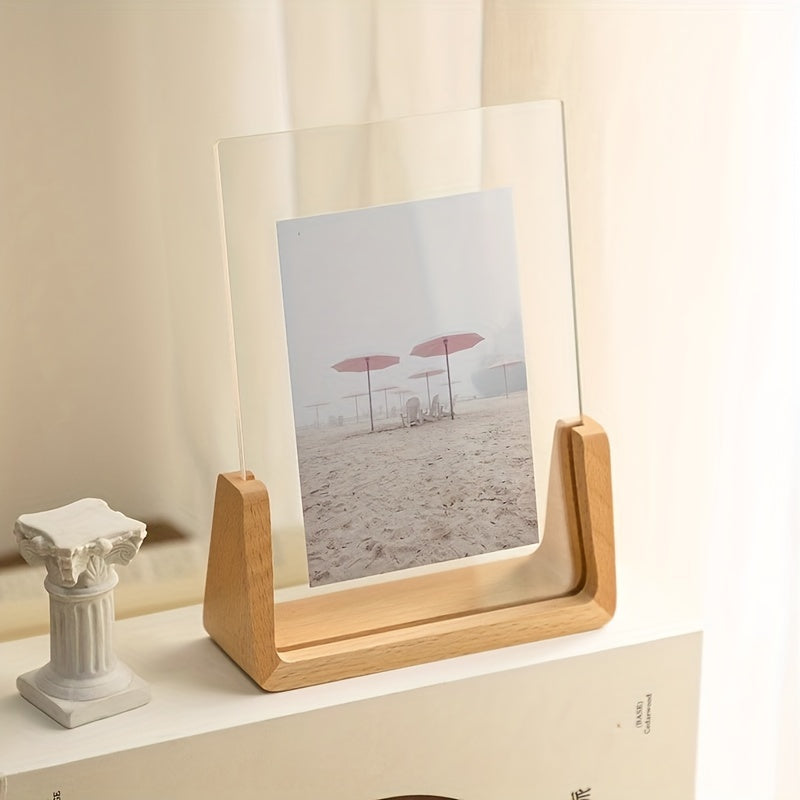 6 Inch Acrylic Photo Frame U Shaped Wood Desktop Picture Frame
