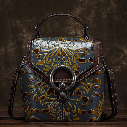 Mochila de cuero de vaca, multifunción, bolsos de hombro y mano para mujer