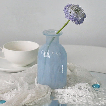Morandi Glass Vase – White & Blue Decorative Flower Vase for Living Room, Dining & Home Decor