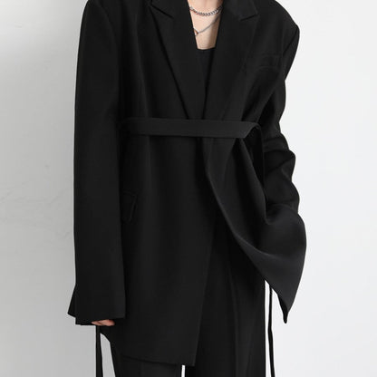Mid-length Draped Blazer With Flutter StrapsWomen's Suits