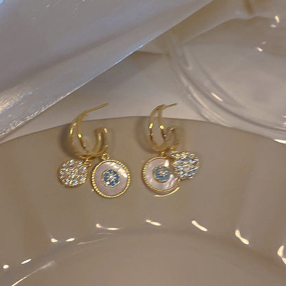 Vintage Boho Gold Plated Zirconia Hoop Earrings With Zirconia Accents