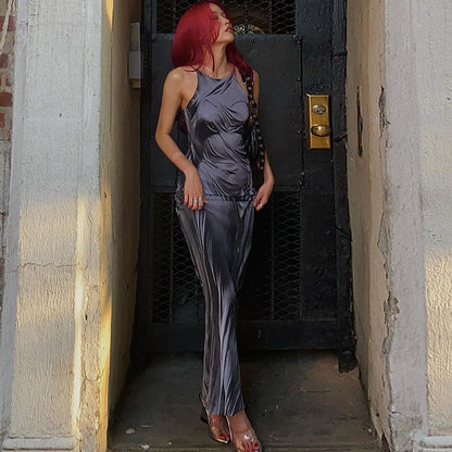 European And American Style Hot Girl Close-fitting Fashion Human Body Printing Slip Dress