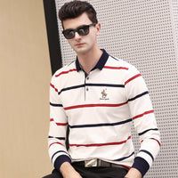 Lapel Plus Size Striped Business Men's T-shirt