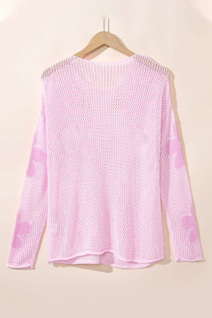 Floral Hollowed Knit Pullover Sweater