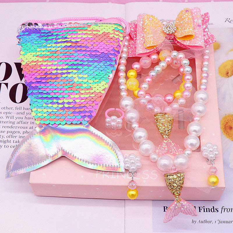 Ensemble de bijoux collier et bracelet queue de sirène pour enfants